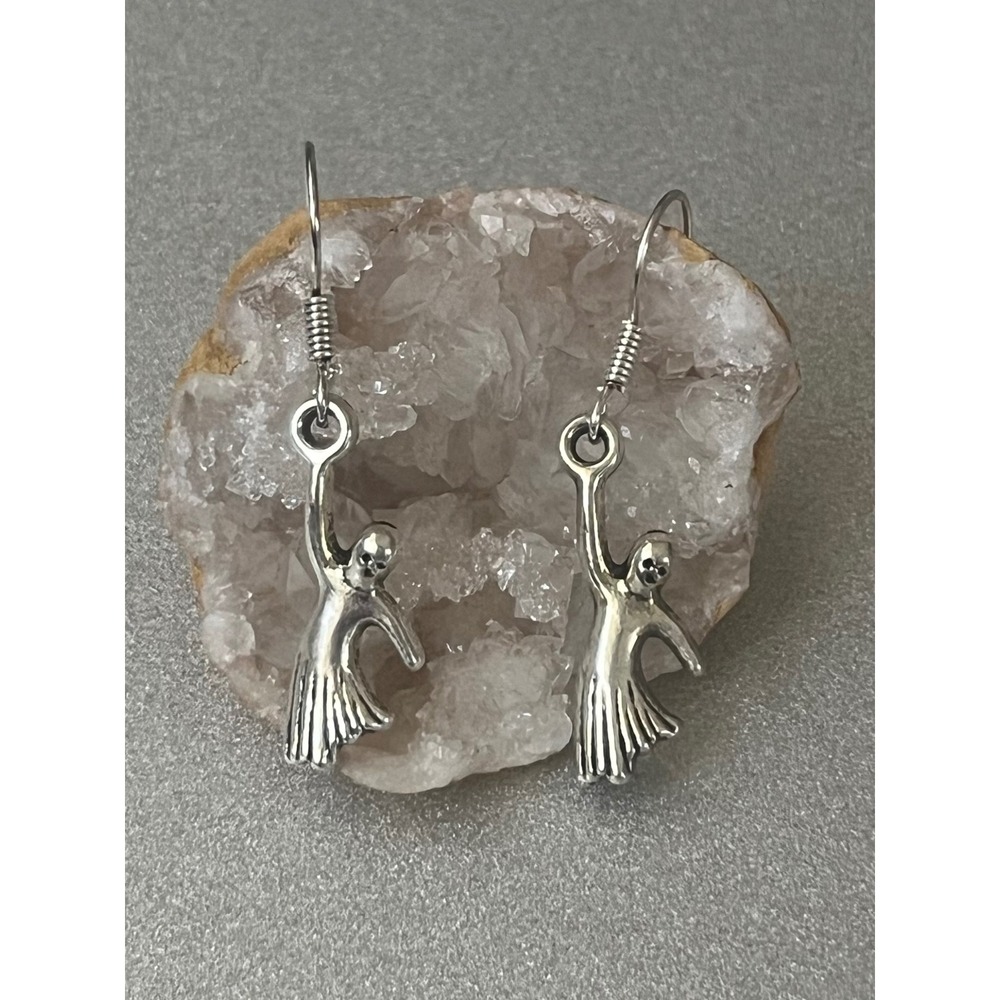 New Sterling Silver Small Ghost Spirit Goth Drop‎ Dangle Hook Earrings